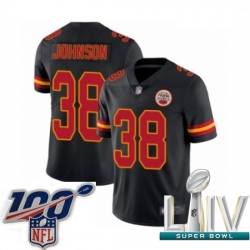 2020 Super Bowl LIV Men Kansas City Chiefs #38 Dontae Johnson Limited Black Rush Vapor Untouchable Football Jersey