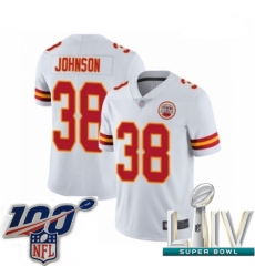 2020 Super Bowl LIV Men Kansas City Chiefs #38 Dontae Johnson White Vapor Untouchable Limited Player Football Jersey