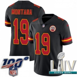 2020 Super Bowl LIV Men Nike Kansas City Chiefs #19 Joe Montana Limited Black Rush Vapor Untouchable NFL Jersey