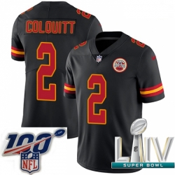 2020 Super Bowl LIV Men Nike Kansas City Chiefs #2 Dustin Colquitt Limited Black Rush Vapor Untouchable NFL Jersey