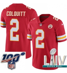 2020 Super Bowl LIV Men Nike Kansas City Chiefs #2 Dustin Colquitt Red Team Color Vapor Untouchable Limited Player NFL Jersey