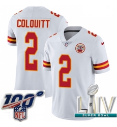2020 Super Bowl LIV Men Nike Kansas City Chiefs #2 Dustin Colquitt White Vapor Untouchable Limited Player NFL Jersey