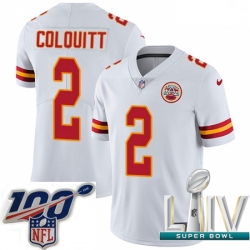 2020 Super Bowl LIV Men Nike Kansas City Chiefs #2 Dustin Colquitt White Vapor Untouchable Limited Player NFL Jersey