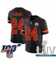 2020 Super Bowl LIV Men Nike Kansas City Chiefs #24 Jordan Lucas Limited Black Rush Vapor Untouchable NFL Jersey