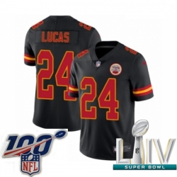 2020 Super Bowl LIV Men Nike Kansas City Chiefs #24 Jordan Lucas Limited Black Rush Vapor Untouchable NFL Jersey