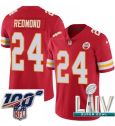2020 Super Bowl LIV Men Nike Kansas City Chiefs #24 Will Redmond Red Team Color Vapor Untouchable Limited Player NFL Jersey
