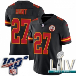 2020 Super Bowl LIV Men Nike Kansas City Chiefs #27 Kareem Hunt Limited Black Rush Vapor Untouchable NFL Jersey