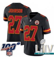 2020 Super Bowl LIV Men Nike Kansas City Chiefs #27 Larry Johnson Limited Black Rush Vapor Untouchable NFL Jersey