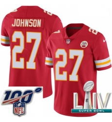 2020 Super Bowl LIV Men Nike Kansas City Chiefs #27 Larry Johnson Red Team Color Vapor Untouchable Limited Player NFL Jersey