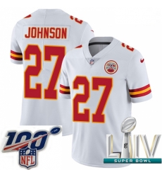 2020 Super Bowl LIV Men Nike Kansas City Chiefs #27 Larry Johnson White Vapor Untouchable Limited Player NFL Jersey