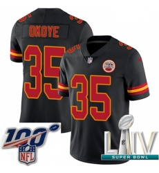 2020 Super Bowl LIV Men Nike Kansas City Chiefs #35 Christian Okoye Limited Black Rush Vapor Untouchable NFL Jersey