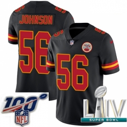 2020 Super Bowl LIV Men Nike Kansas City Chiefs #56 Derrick Johnson Limited Black Rush Vapor Untouchable NFL Jersey