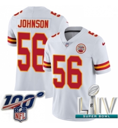 2020 Super Bowl LIV Men Nike Kansas City Chiefs #56 Derrick Johnson White Vapor Untouchable Limited Player NFL Jersey