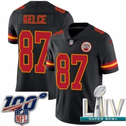 2020 Super Bowl LIV Men Nike Kansas City Chiefs #87 Travis Kelce Limited Black Rush Vapor Untouchable NFL Jersey