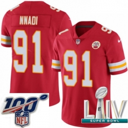 2020 Super Bowl LIV Men Nike Kansas City Chiefs #91 Derrick Nnadi Red Team Color Vapor Untouchable Limited Player NFL Jersey