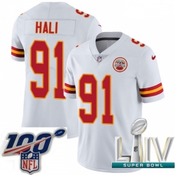 2020 Super Bowl LIV Men Nike Kansas City Chiefs #91 Tamba Hali White Vapor Untouchable Limited Player NFL Jersey