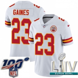 2020 Super Bowl LIV Youth Nike Kansas City Chiefs #23 Phillip Gaines White Vapor Untouchable Limited Player NFL Jersey