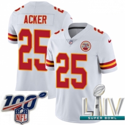 2020 Super Bowl LIV Youth Nike Kansas City Chiefs #25 Kenneth Acker White Vapor Untouchable Limited Player NFL Jersey