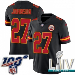 2020 Super Bowl LIV Youth Nike Kansas City Chiefs #27 Larry Johnson Limited Black Rush Vapor Untouchable NFL Jersey