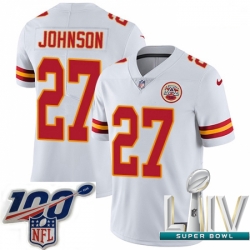2020 Super Bowl LIV Youth Nike Kansas City Chiefs #27 Larry Johnson White Vapor Untouchable Limited Player NFL Jersey