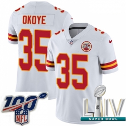 2020 Super Bowl LIV Youth Nike Kansas City Chiefs #35 Christian Okoye White Vapor Untouchable Limited Player NFL Jersey