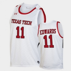 Men Texas Tech Red Raiders Kyler Edwards Replica White Basketball 2020 21 Jersey