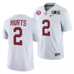 Alabama Crimson Tide Jalen Hurts White 2021 Rose Bowl Champions College Football Playoff College Football Playoff Jersey