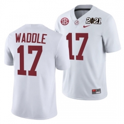 Alabama Crimson Tide Jaylen Waddle White 2021 Rose Bowl Champions College Football Playoff College Football Playoff Jersey