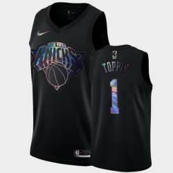 Men New York Knicks Obi Toppin Limited Black Iridescent Holographic Jersey