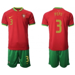 Portugal 2022 World Cup Soccer Jersey #3 PEPE RED