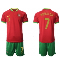 Portugal 2022 World Cup Soccer Jersey #7 Cristiano Ronaldo Red
