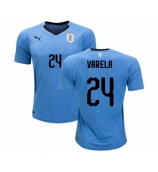 Uruguay #24 Varela Home Soccer Country Jersey