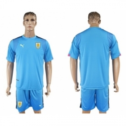 Uruguay Blank Blue Goalkeeper Soccer Country Jersey