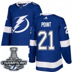 Men Adidas Tampa Bay Lightning 21 Brayden Point Premier Royal Blue Home NHL Stitched 2021 Stanley Cup Champions Patch Jersey