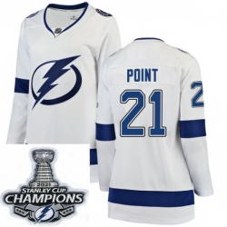 Women Adidas Tampa Bay Lightning 21 Brayden Point Authentic White Home NHL Stitched 2021 Stanley Cup Champions Patch Jersey
