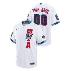 Men's Miami Marlins Custom #00 White 2021 MLB All-Star Game Jersey