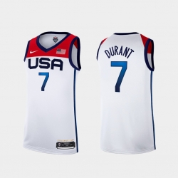 Men's USA Team Kevin Durant Home White 2021 Tokyo Olympics Jersey II
