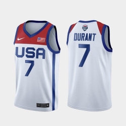 Men's USA Team Kevin Durant Home White 2021 Tokyo Olympics Jersey