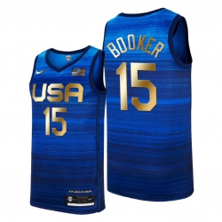 USA Dream Team 15 Devin Booker 2021 Tokyo Olymipcs Nike Basketball Jersey Blue