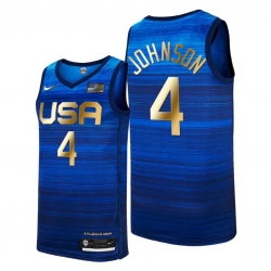 USA Dream Team 4 Keldon Johnson 2021 Tokyo Olymipcs Nike Basketball Jersey Blue