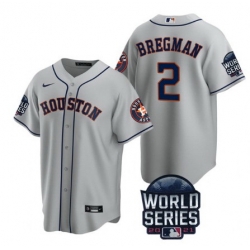 Men Houston Astros 2 Alex Bregman 2021 Gray World Series Cool Base Stitched Baseball Jersey