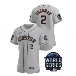 Men Houston Astros 2 Alex Bregman 2021 Grey World Series Flex Base Stitched Baseball Jersey