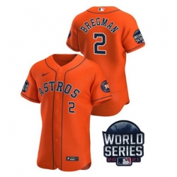 Men Houston Astros 2 Alex Bregman 2021 Orange World Series Flex Base Stitched Baseball Jersey