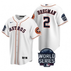 Men Houston Astros 2 Alex Bregman 2021 White World Series Cool Base Stitched Baseball Jersey