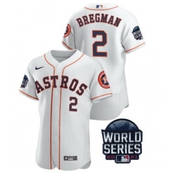 Men Houston Astros 2 Alex Bregman 2021 White World Series Flex Base Stitched Baseball Jersey
