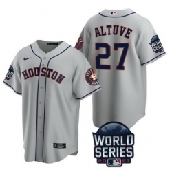 Men Houston Astros 27 Jose Altuve 2021 Gray World Series Cool Base Stitched Baseball Jersey