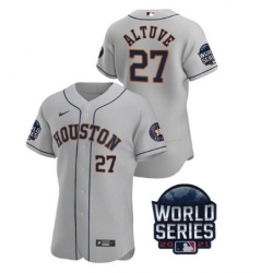 Men Houston Astros 27 Jose Altuve 2021 Grey World Series Flex Base Stitched Baseball Jersey