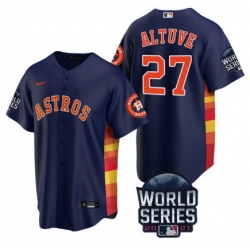 Men Houston Astros 27 Jose Altuve 2021 Navy World Series Cool Base Stitched Baseball Jersey