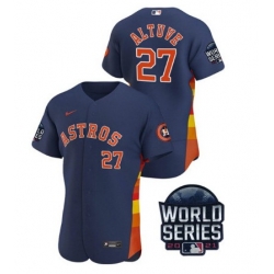 Men Houston Astros 27 Jose Altuve 2021 Navy World Series Flex Base Stitched Baseball Jersey
