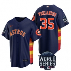 Men Houston Astros 35 Justin Verlander 2021 Navy World Series Cool Base Stitched Baseball Jersey